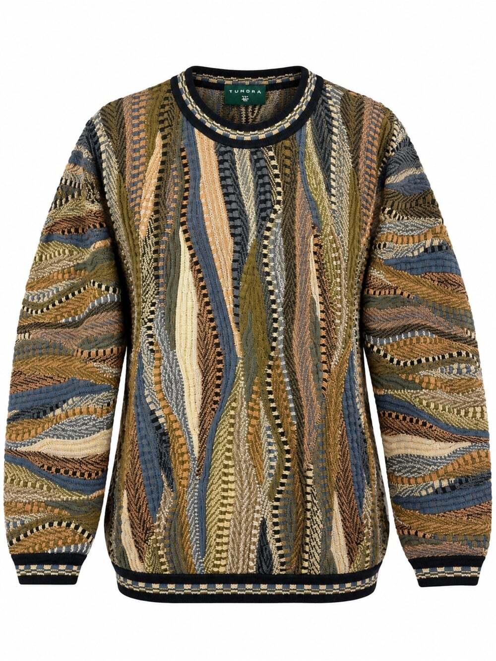 Vintage Tundra Canada Sweater XL Cotton 3D Knit Style Geometric Grandpa Core